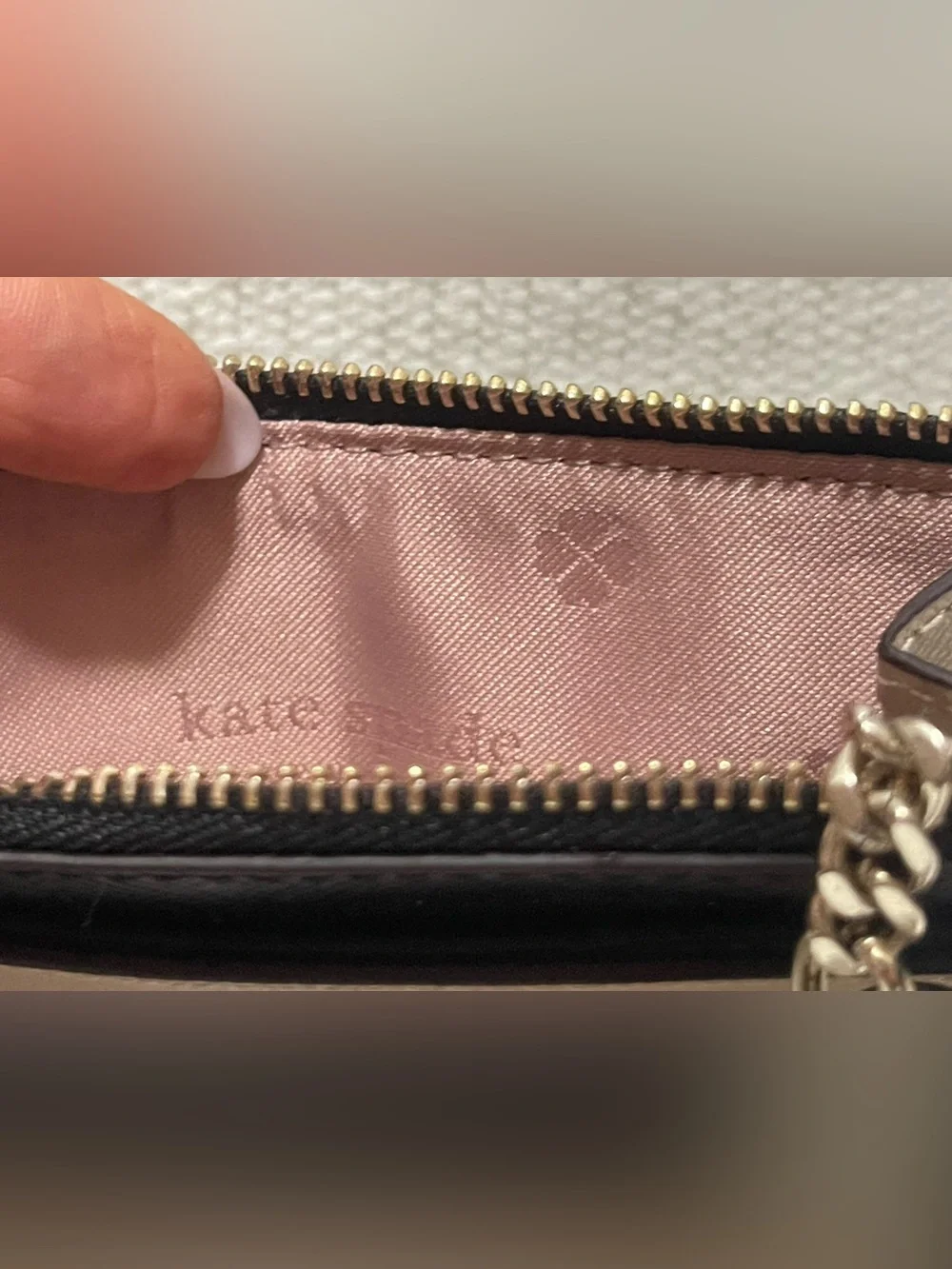 kate spade Two-Tone Tan and Black ID Card Holder with Key Ring